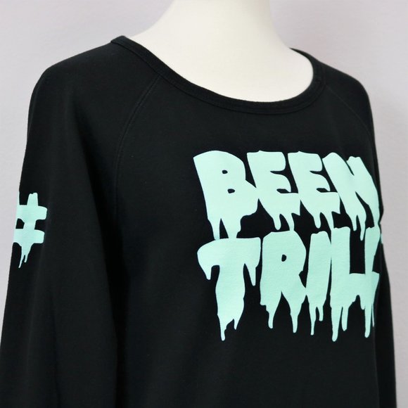 Been Trill Mall Ratz Black and Aqua Drip Logo Sweatshirt Women’s Size S - Picture 8 of 12